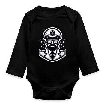Capitaine White - Body Bébé bio manches longues - noir - Devant