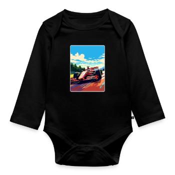 Monza Circuit Motorsport Race Italy Travel Poster - Organic Longsleeve Baby Bodysuit - black - Front