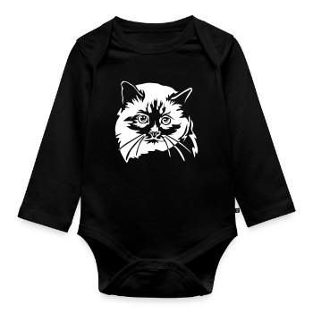 Birman Cat "Black Edition" - Organic Longsleeve Baby Bodysuit - black - Front