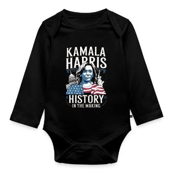 Kamala Harris : l’histoire en train de se faire - Body Bébé bio manches longues - noir - Devant