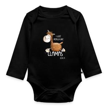 I Just Really Like Llamas - Baby Bio-Langarm-Body - Schwarz - Vorne