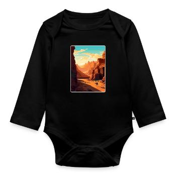 Petra Jordan Travel Poster Souvenir Postcard Paint - Organic Longsleeve Baby Bodysuit - black - Front