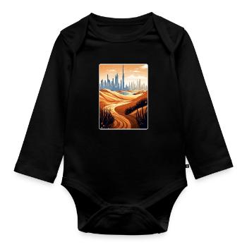 Dubai United Arab Emirates Travel Poster Souvenir - Organic Longsleeve Baby Bodysuit - black - Front
