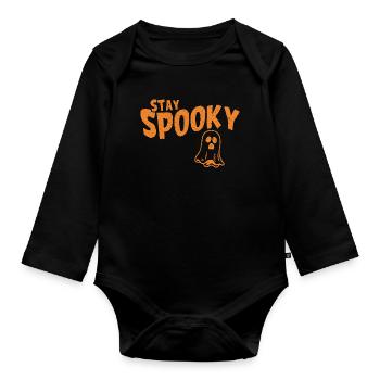 Stay Spooky Halloween Ghost - Organic Longsleeve Baby Bodysuit - black - Front