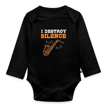 Saxophoniste saxophoniste - Body Bébé bio manches longues - noir - Devant