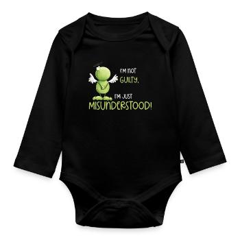 Frosch Engel Unschuld Missverständnis - Baby Bio-Langarm-Body - Schwarz - Vorne