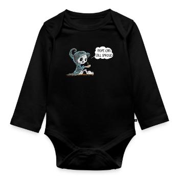 Skelett Hält Pflanze Hoffnung Entstehung Spruch - Baby Bio-Langarm-Body - Schwarz - Vorne