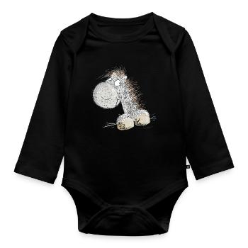 Drolliges Pferd I Pferdemotiv Für Reiter - Baby Bio-Langarm-Body - Schwarz - Vorne