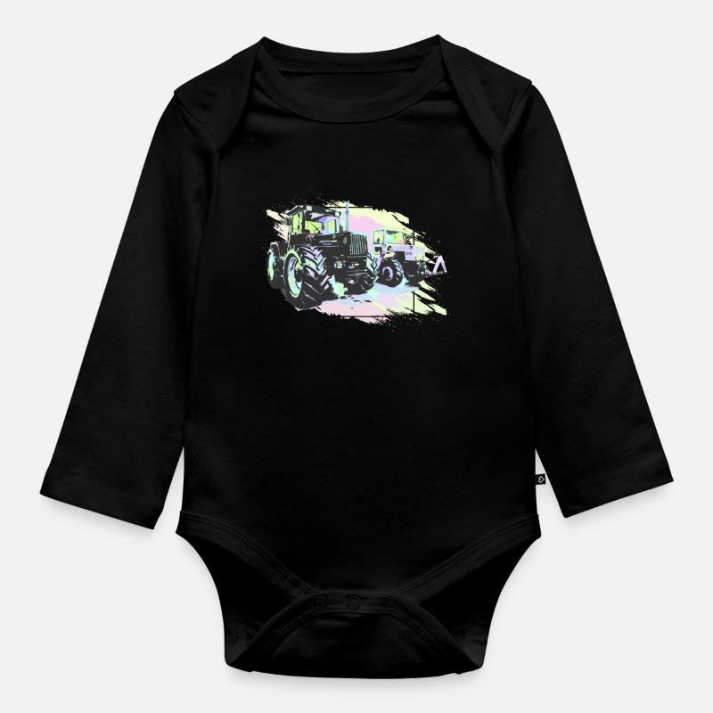 Vieux tracteurs - Body Bébé bio manches longues - noir