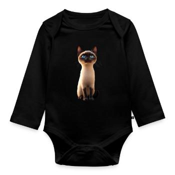 Siamkatze Siam Katze Siamese Cat Siamesen Katzen - Baby Bio-Langarm-Body - Schwarz - Vorne