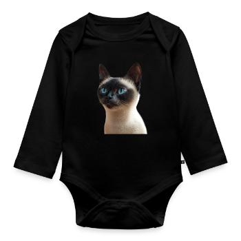 Siamkatze Siam Katze Siamese Cat Siamesen Katzen - Baby Bio-Langarm-Body - Schwarz - Vorne