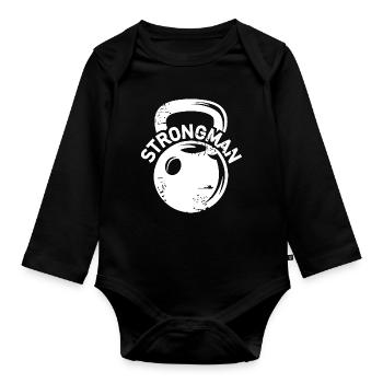 Kettlebell Strongman Fitness Poids Icône Icône - Body Bébé bio manches longues - noir - Devant