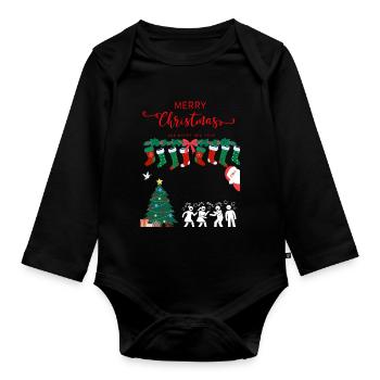 Merry Christmas - Organic Longsleeve Baby Bodysuit - black - Front