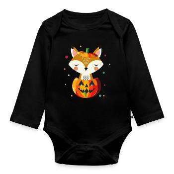 Halloween Pumpkin & Fox for Happy Halloween - Organic Longsleeve Baby Bodysuit - black - Front