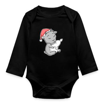 Chèvre mignonne fatiguée dormir à Noël - Body Bébé bio manches longues - noir - Devant
