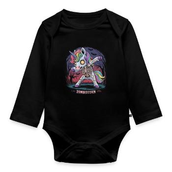 Zombiecorn für Anti Einhorn Fans - Baby Bio-Langarm-Body - Schwarz - Vorne