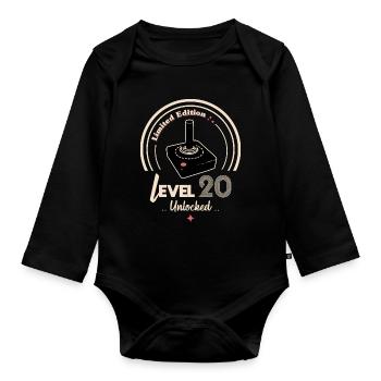 Limited Edition Retro Joystick Design - Organic Longsleeve Baby Bodysuit - black - Front