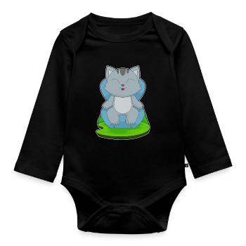 Katze Sessel - Baby Bio-Langarm-Body - Schwarz - Vorne