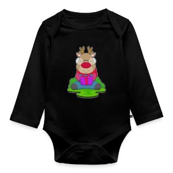 Rentier Weihnachten Winter - Baby Bio-Langarm-Body - Schwarz - Vorne