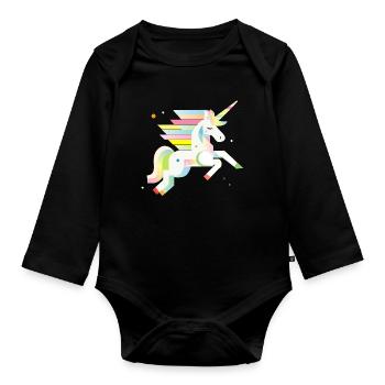 Licorne géométrique délicate – Rêveuse et magique - Body Bébé bio manches longues - noir - Devant