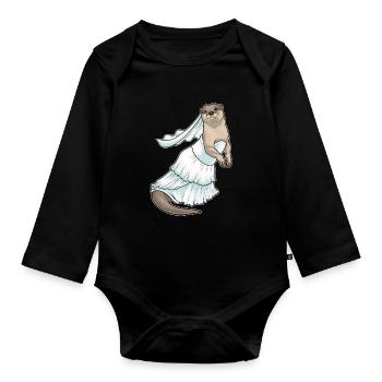 Robe de mariée Otter Bridal Wedding - Body Bébé bio manches longues - noir - Devant