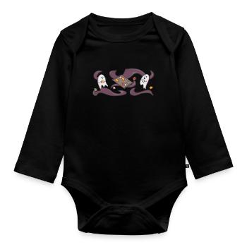 Ghosts Baking Cookies - Wide Motif - Organic Longsleeve Baby Bodysuit - black - Front