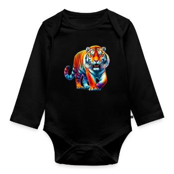 Tiger - Organic Longsleeve Baby Bodysuit - black - Front