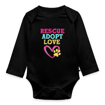 Dog Rescue Animal Rights Animal Rescue Animal Shelter - Organic Longsleeve Baby Bodysuit - black - Front