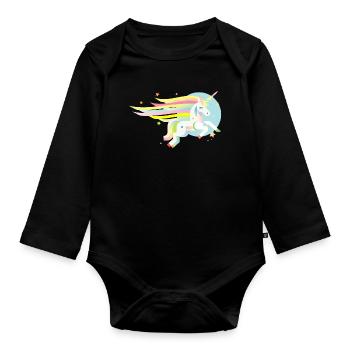 Delicate unicorn in pastel-dreamy & magical - Organic Longsleeve Baby Bodysuit - black - Front