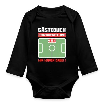 Gästebuch 30. Geburtstag Fußball - Baby Bio-Langarm-Body - Schwarz - Vorne