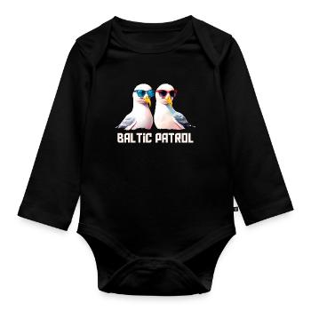 Baltic Patrol Seagulls - Organic Longsleeve Baby Bodysuit - black - Front