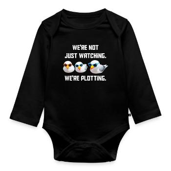 We don't just look, we make plans - Organic Longsleeve Baby Bodysuit - black - Front