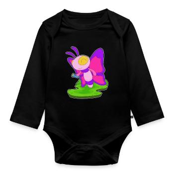 Butterfly Flashlight - Organic Longsleeve Baby Bodysuit - black - Front