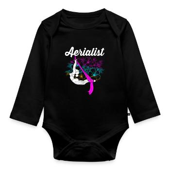 Yoga aérien Air Yoga - Body Bébé bio manches longues - noir - Devant