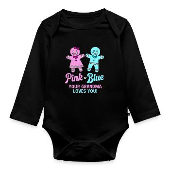 Noël sexe révéler nouveau-né bébé dictons - Body Bébé bio manches longues - noir - Devant