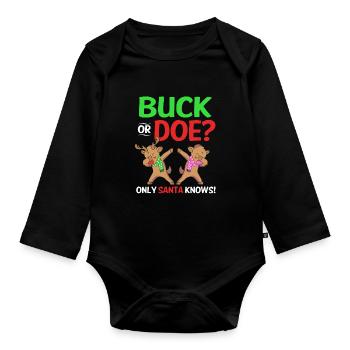 Weihnachten Gender Reveal Neugeborenes Babysprüche - Baby Bio-Langarm-Body - Schwarz - Vorne