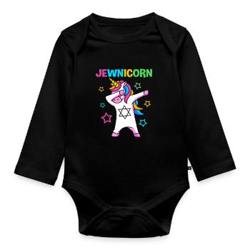 Hanukkah - Organic Longsleeve Baby Bodysuit - black - Front