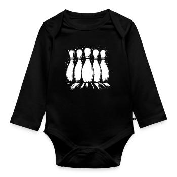 Bowling Pins - Baby Bio-Langarm-Body - Schwarz - Vorne