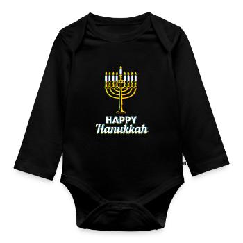 Hanukkah - Organic Longsleeve Baby Bodysuit - black - Front