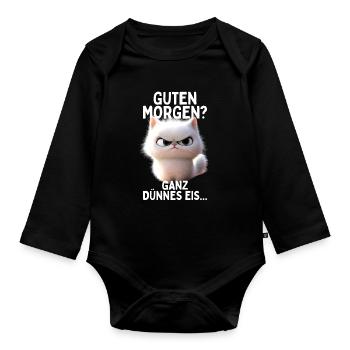 Good morning very thin cream morning grouch cats - Organic Longsleeve Baby Bodysuit - black - Front