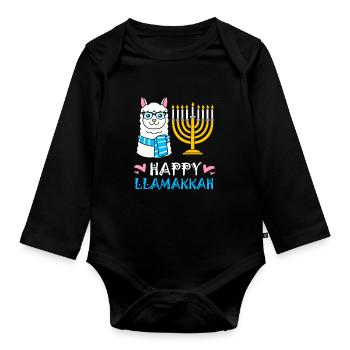 Hanukkah - Organic Longsleeve Baby Bodysuit - black - Front