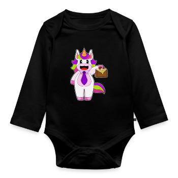 Einhorn Handtasche - Baby Bio-Langarm-Body - Schwarz - Vorne