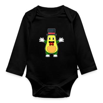 Avocado Bräutigam Zylinder Hochzeit - Baby Bio-Langarm-Body - Schwarz - Vorne