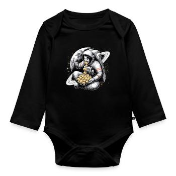 Astronaut Astronautin Pelmeni lecker Geschenk - Baby Bio-Langarm-Body - Schwarz - Vorne