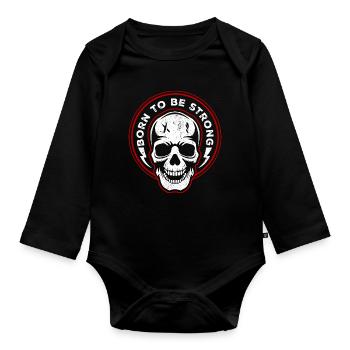 Skull Crest Born to Strength - Organic Longsleeve Baby Bodysuit - black - Front
