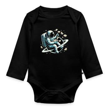 Astronaute Vareniki Cadeau Yummy - Body Bébé bio manches longues - noir - Devant