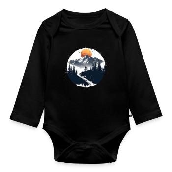 Illustration de cycliste - Body Bébé bio manches longues - noir - Devant