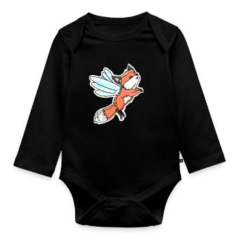 Fantastic, Flying Fairy Fox - Organic Longsleeve Baby Bodysuit - black - Front