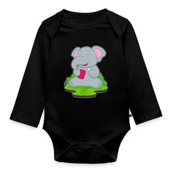 Chips de pommes de terre éléphant - Body Bébé bio manches longues - noir - Devant