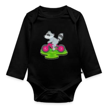 Vélo raton laveur - Body Bébé bio manches longues - noir - Devant